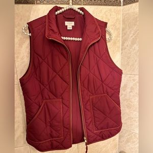 Maroon J Crew Puffer Vest